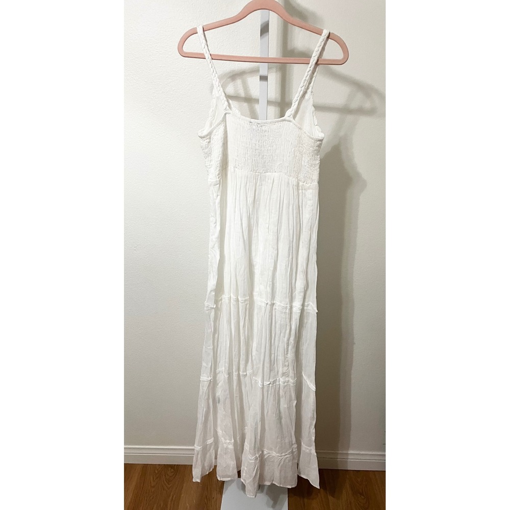 NWT Chaudry KC Boho Embroidered Tiered Maxi Dress White Medium - Picture 7 of 7